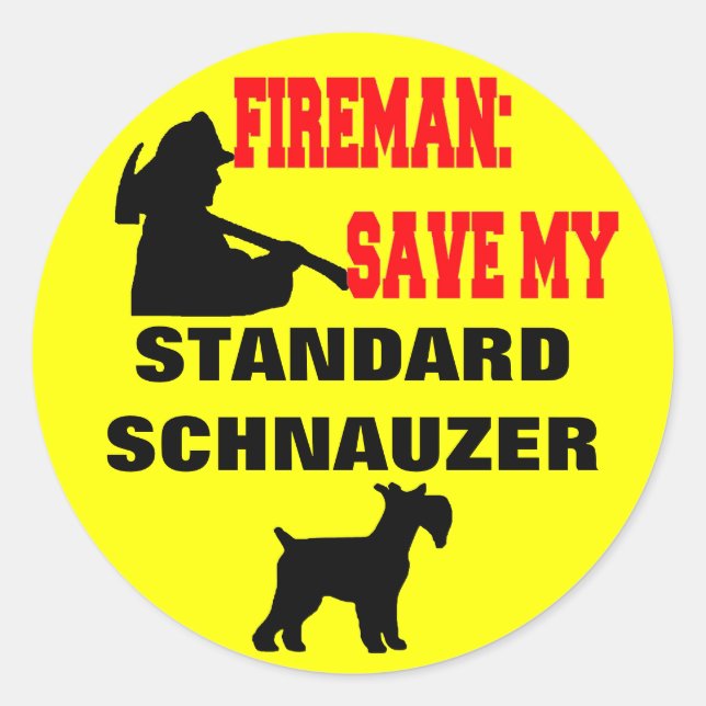 Sticker Rond Pompier Sauver Mon Schnauzer Standard (Devant)
