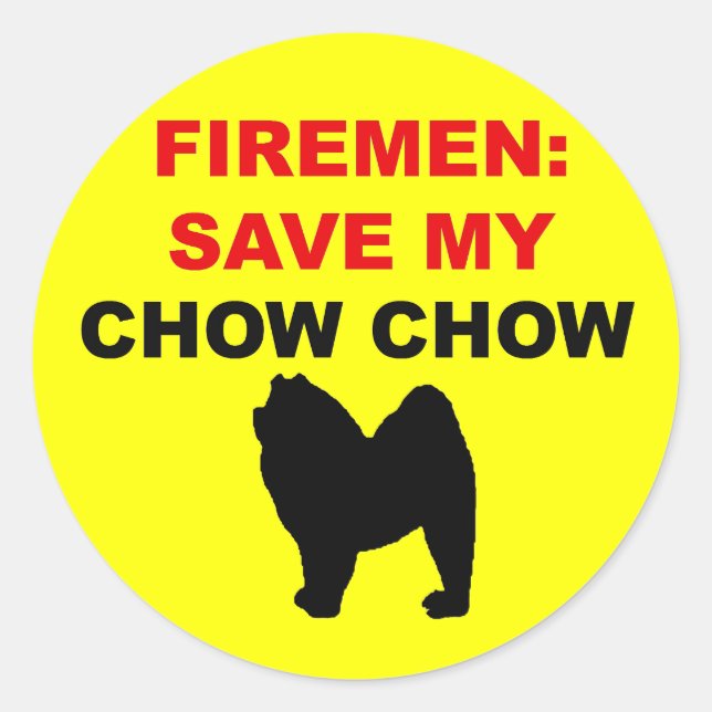 Sticker Rond Pompier Sauvez Mon Chow Chow (Devant)
