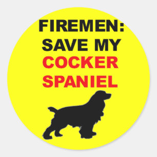 Sticker Rond Pompier Sauvez Mon Cocker Spaniel