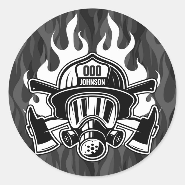 Sticker Rond Pompier Secouru sur mesure Station du service d'in (Devant)