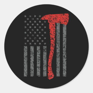 Sticker Rond Pompiers, Ax et casque pompier, incendie