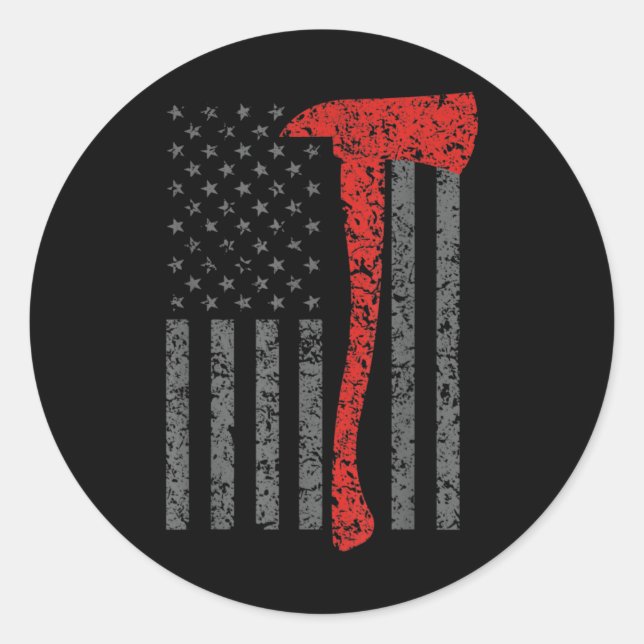 Sticker Rond Pompiers, Ax et casque pompier, incendie (Devant)