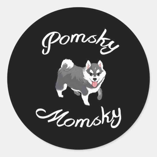 Sticker Rond Pomsky Momsky Pet Pomsky Maman (Devant)