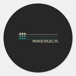 Sticker Rond Ponce Inlet Floride Briser Surf Rétro Vague