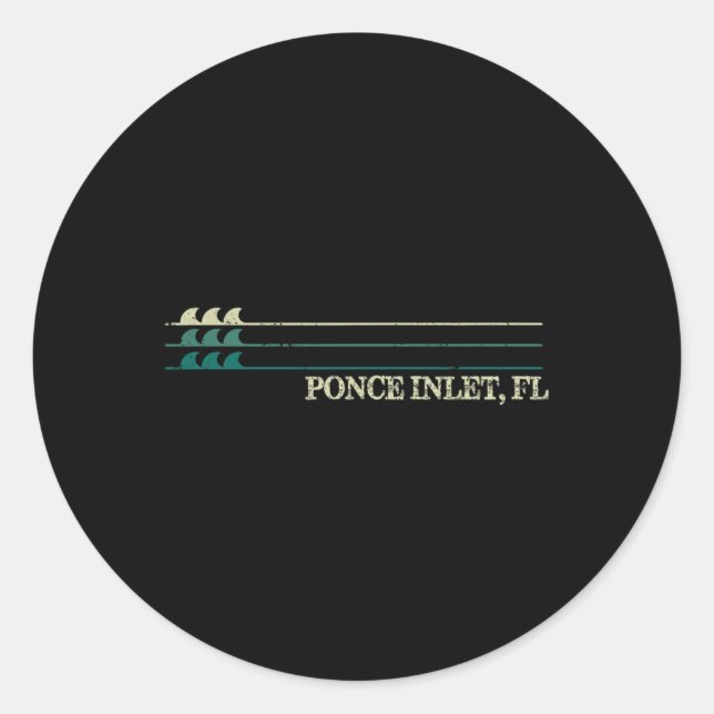 Sticker Rond Ponce Inlet Floride Briser Surf Rétro Vague  (Devant)