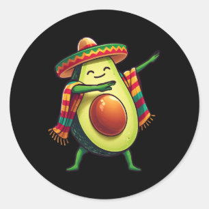 Sticker Rond Poncho Mexicain D'Avocat Dabbing Cinco De Mayo 1