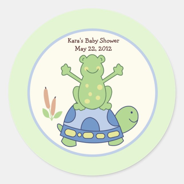 Sticker Rond Pond Friends Anniversaire Baby shower Favoriser St (Devant)