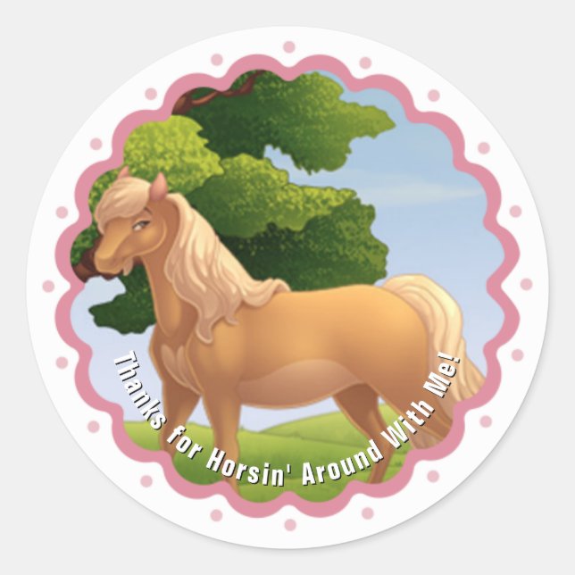 Sticker Rond Poney Palomino Doré (Devant)