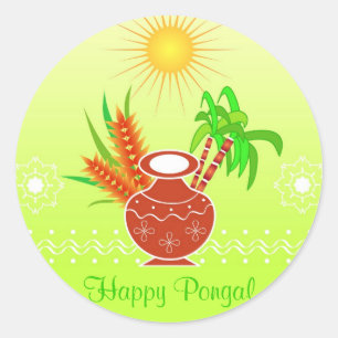 Sticker Rond Pongal - Festival des Indiens du Sud