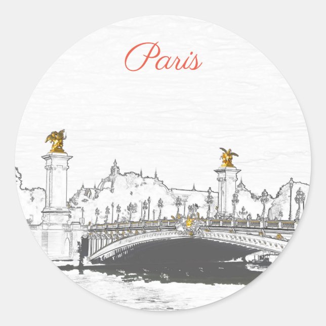 Sticker Rond Pont Alexandre III sur la Seine - Paris France (Devant)
