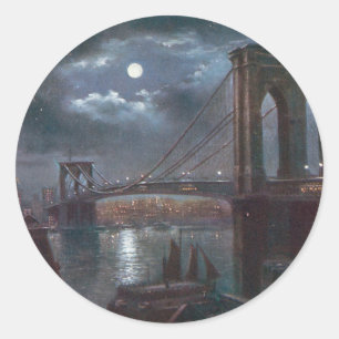 Sticker Rond Pont Brooklyn au clair de lune
