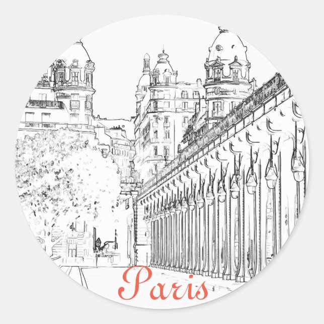 Sticker Rond Pont de Bir-Hakeim sur la Seine - Paris, France (Devant)