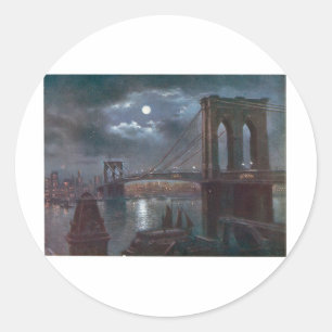 Sticker Rond Pont de Brooklyn par clair de lune