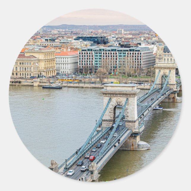 Sticker Rond Pont de Budapest et le Danube (Devant)