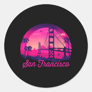 Sticker Rond Pont de la skyline vintage de Californie à San Fra