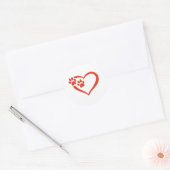 Sticker Rond Pont du coeur en rouge - Choisir la couleur arrièr (Enveloppe)
