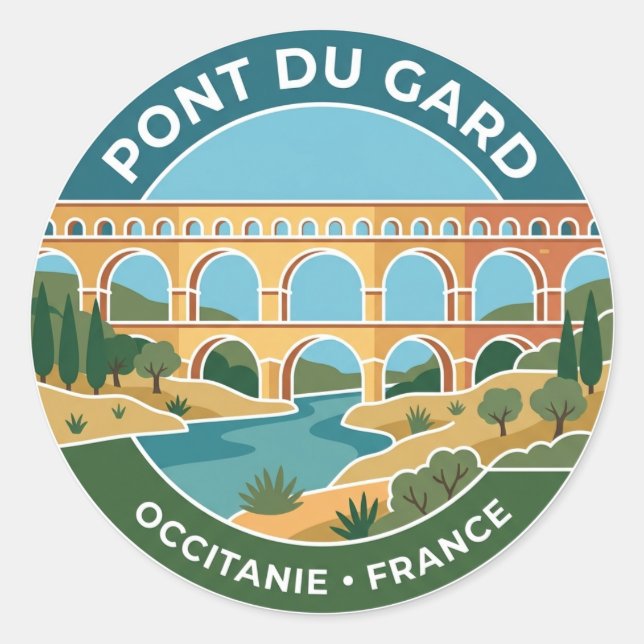 Sticker Rond Pont du Gard France (Devant)