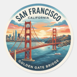 Sticker Rond Pont Golden Gate Californie