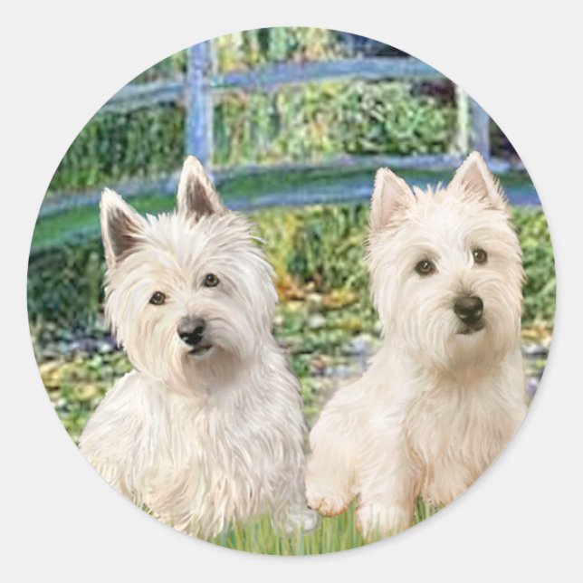 Sticker Rond Pont Lily Pond - Westies (deux) (Devant)