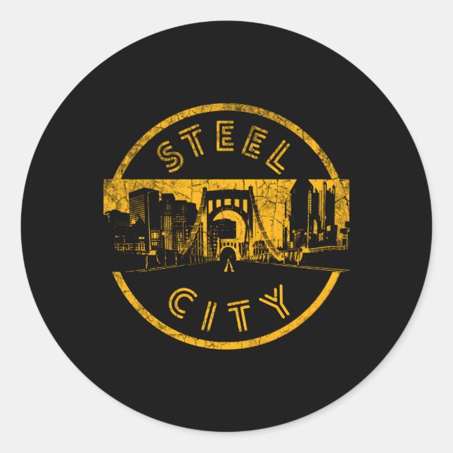 Sticker Rond Pont Skyline de Pittsburgh Sl City (Devant)
