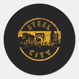 Sticker Rond Pont Skyline de Pittsburgh Sl City