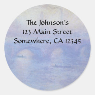 Sticker Rond Pont Waterloo, effet Mist par Claude Monet