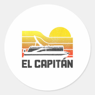 Sticker Rond Ponton Capitaine El Capitan Pontooning Vint de nav