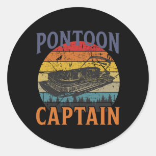 Sticker Rond Ponton Vintage Ponton Blanc Capitaine Funn nautiqu