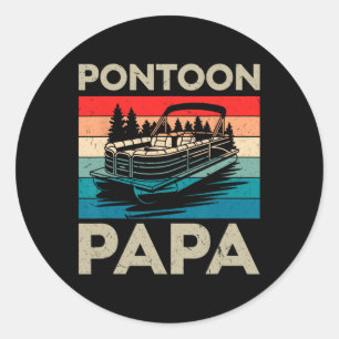 Sticker Rond Pontoon Papa Recto Bateau Capitaine Pontoon Propri