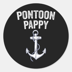 Sticker Rond Pontoon Pappy Capitaine Cadeau Lac marin Bateau de