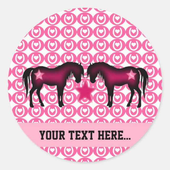 Sticker Rond Pony rose personnalisé (Devant)
