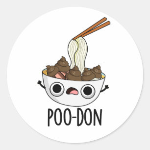 Sticker Rond Poo-don Funny Udon Pun
