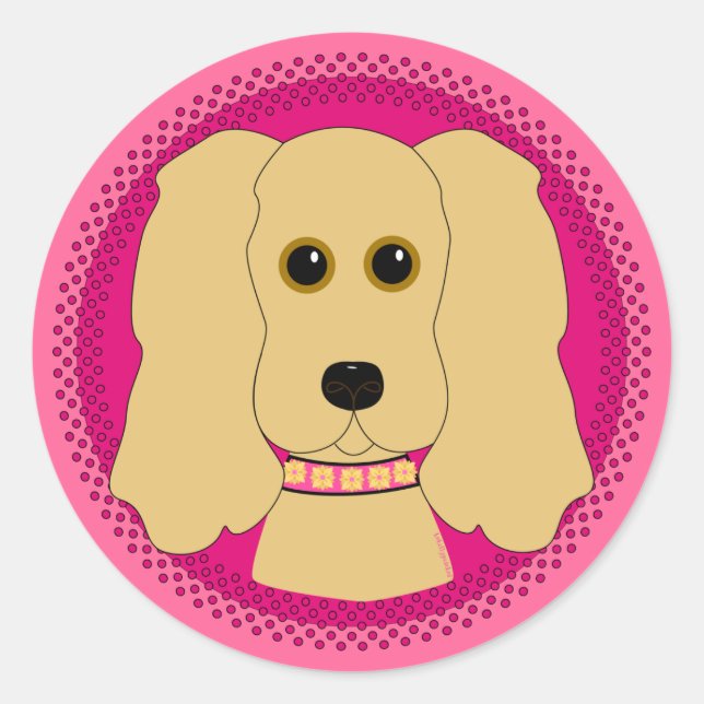 Sticker Rond Poochie rose (Devant)