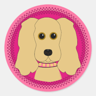 Sticker Rond Poochie rose
