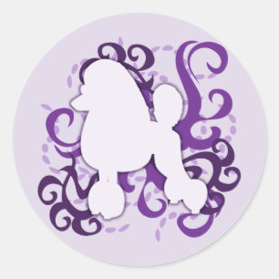 Sticker Rond Poodle de tourbillon pourpre