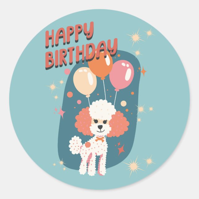 Sticker Rond Poodle Party (Devant)