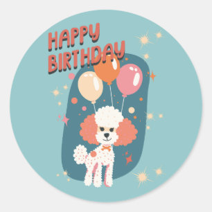 Sticker Rond Poodle Party