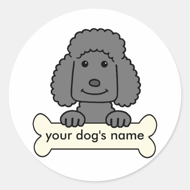 Sticker Rond Poodle personnalisé (Devant)