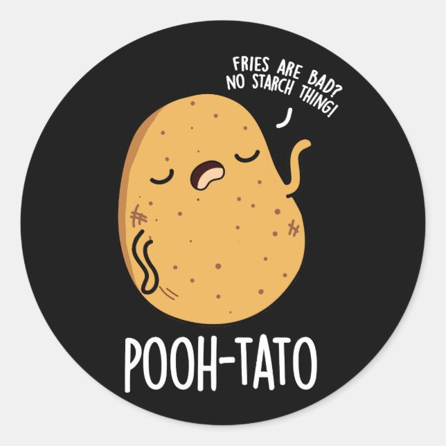 Sticker Rond Pooh tato drôle Pun de pomme de terre foncé BG (Devant)