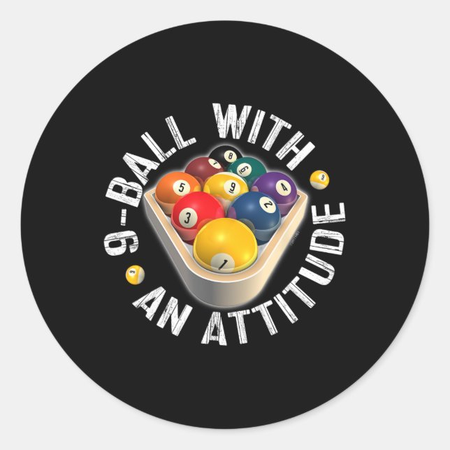 Sticker Rond Pool 9 Bal Avec Chemise D'Attitude (Devant)