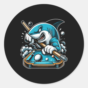 Sticker Rond Pool Shark Funny Pool Player Billard Billard 8-