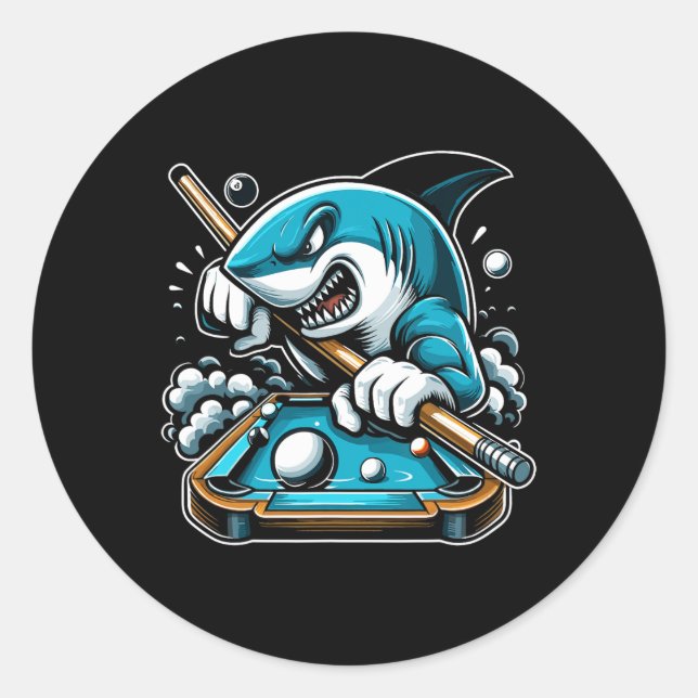 Sticker Rond Pool Shark Funny Pool Player Billard Billard 8- (Devant)