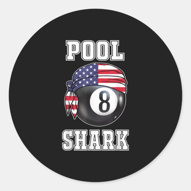 Sticker Rond Pool Shark Jersey Cool Poison Top Bar Billiards (Devant)