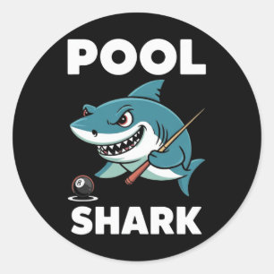 Sticker Rond Pool Shark Snooker Joueur Funny Billard