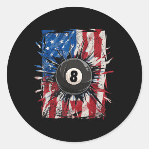 Sticker Rond Pool Snooker Billard Joueur 8 Ball Usa Américain