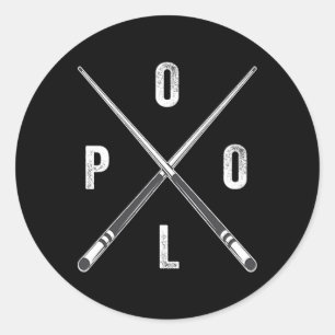 Sticker Rond Pool Vintage - Billard Vintage Pool Player Team