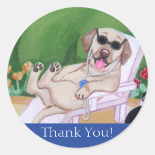 Sticker Rond Poolside Party labradors peinture