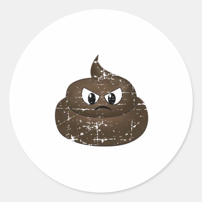 Sticker Rond Poop de dessin en colère (Devant)