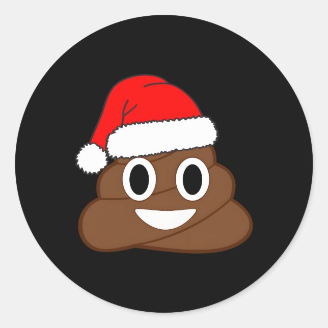 Sticker Rond Poop Emoticon Père Noël Face Emoticon Py (Devant)
