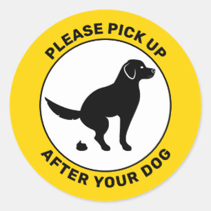 Sticker Rond Pooping Chien S'Il Vous Plaît Ramasser Après Votre